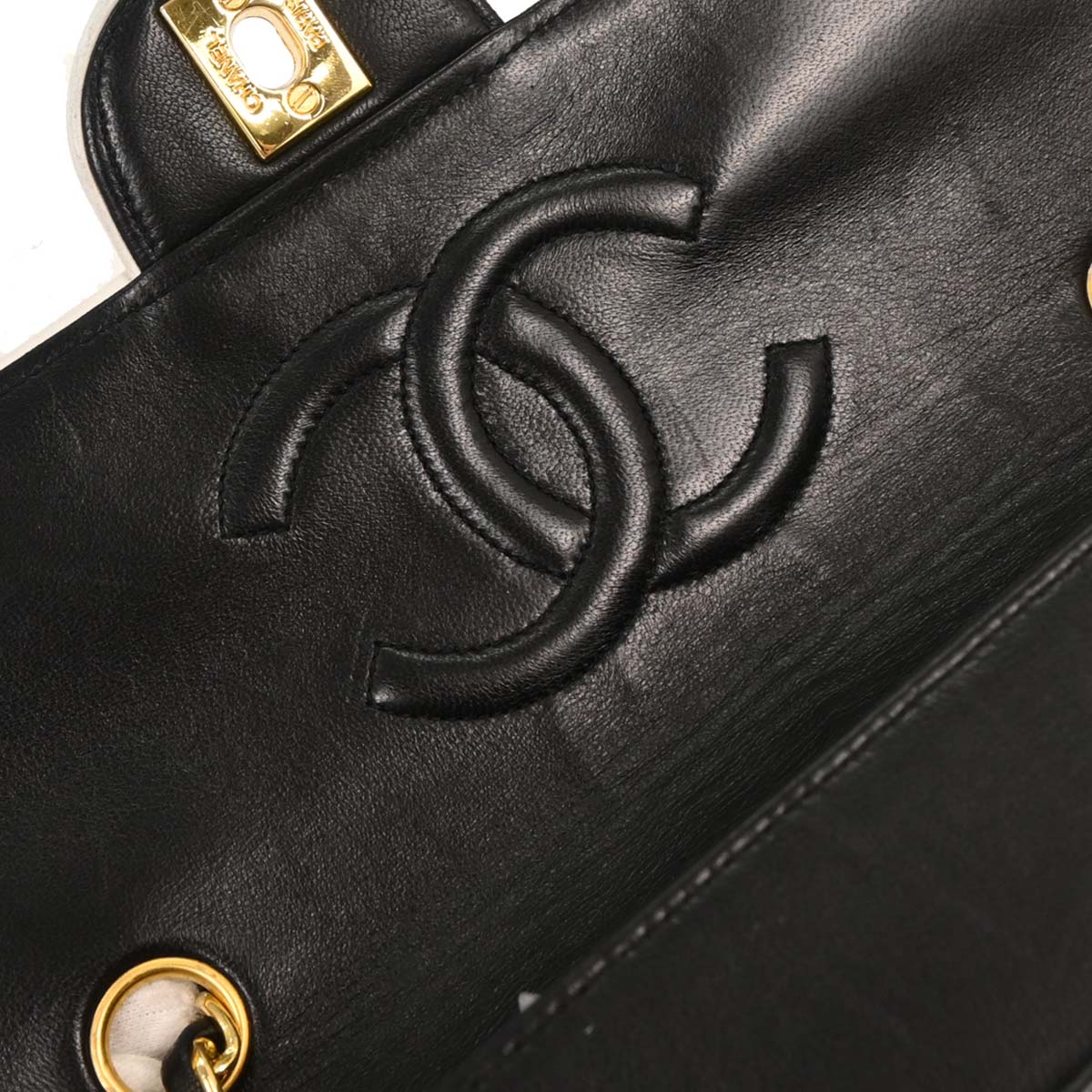 Chanel 1994-1996 Black Lambskin Single Flap Shoulder Bag