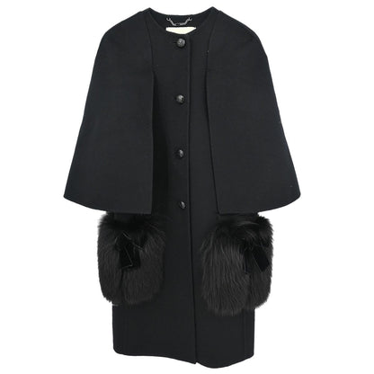 Fendi * Collarless Single Breasted Coat Black #36