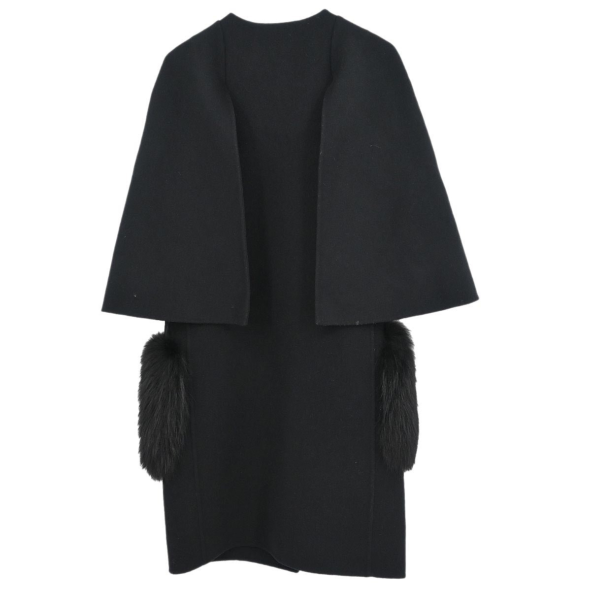 Fendi * Collarless Single Breasted Coat Black #36