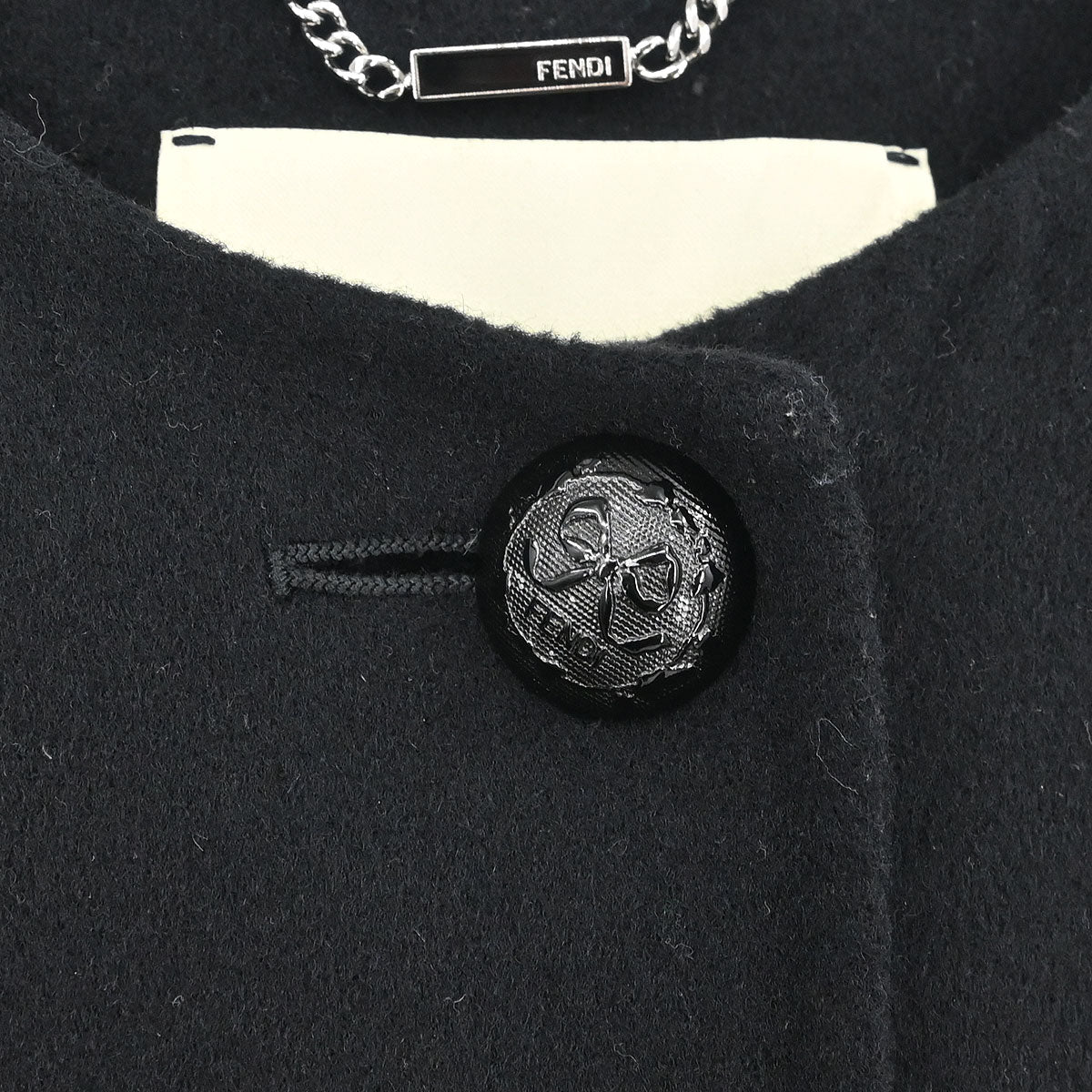 Fendi * Collarless Single Breasted Coat Black #36