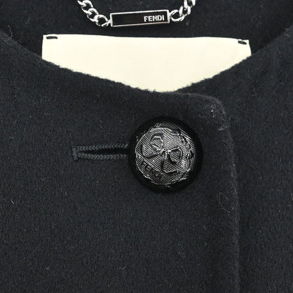 Fendi * Collarless Single Breasted Coat Black #36