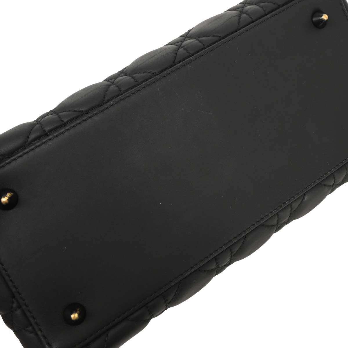 Christian Dior Black Lambskin Lady Dior Cannage Handbag