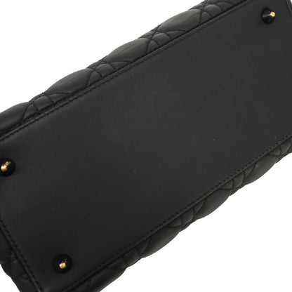 Christian Dior Black Lambskin Lady Dior Cannage Handbag