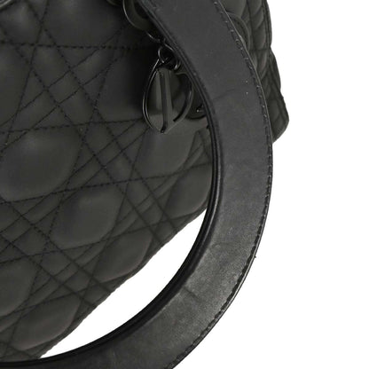 Christian Dior Black Lambskin Lady Dior Cannage Handbag