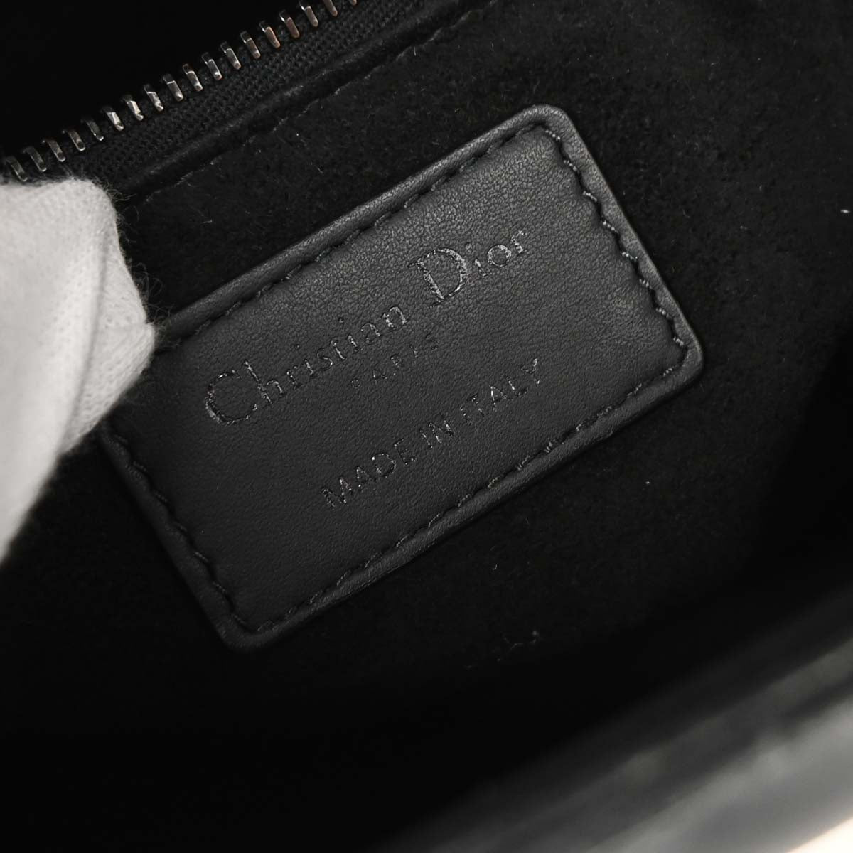 Christian Dior Black Lambskin Lady Dior Cannage Handbag