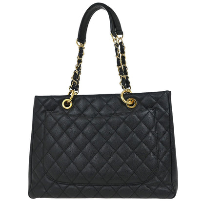 Chanel 2012-2013 Black Caviar Grand Shopping Tote GST Chain Handbag