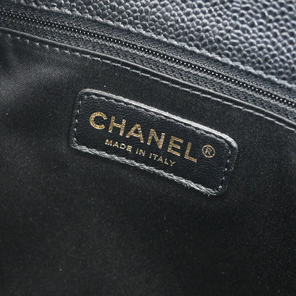Chanel 2012-2013 Black Caviar Grand Shopping Tote GST Chain Handbag