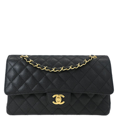 Chanel 2013-2014 Black Caviar Medium Classic Double Flap Shoulder Bag