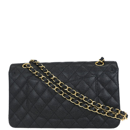 Chanel 2013-2014 Black Caviar Medium Classic Double Flap Shoulder Bag