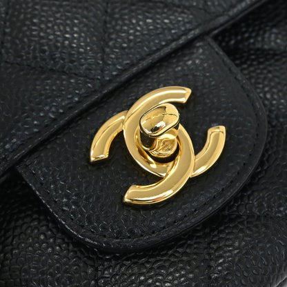 Chanel 2013-2014 Black Caviar Medium Classic Double Flap Shoulder Bag