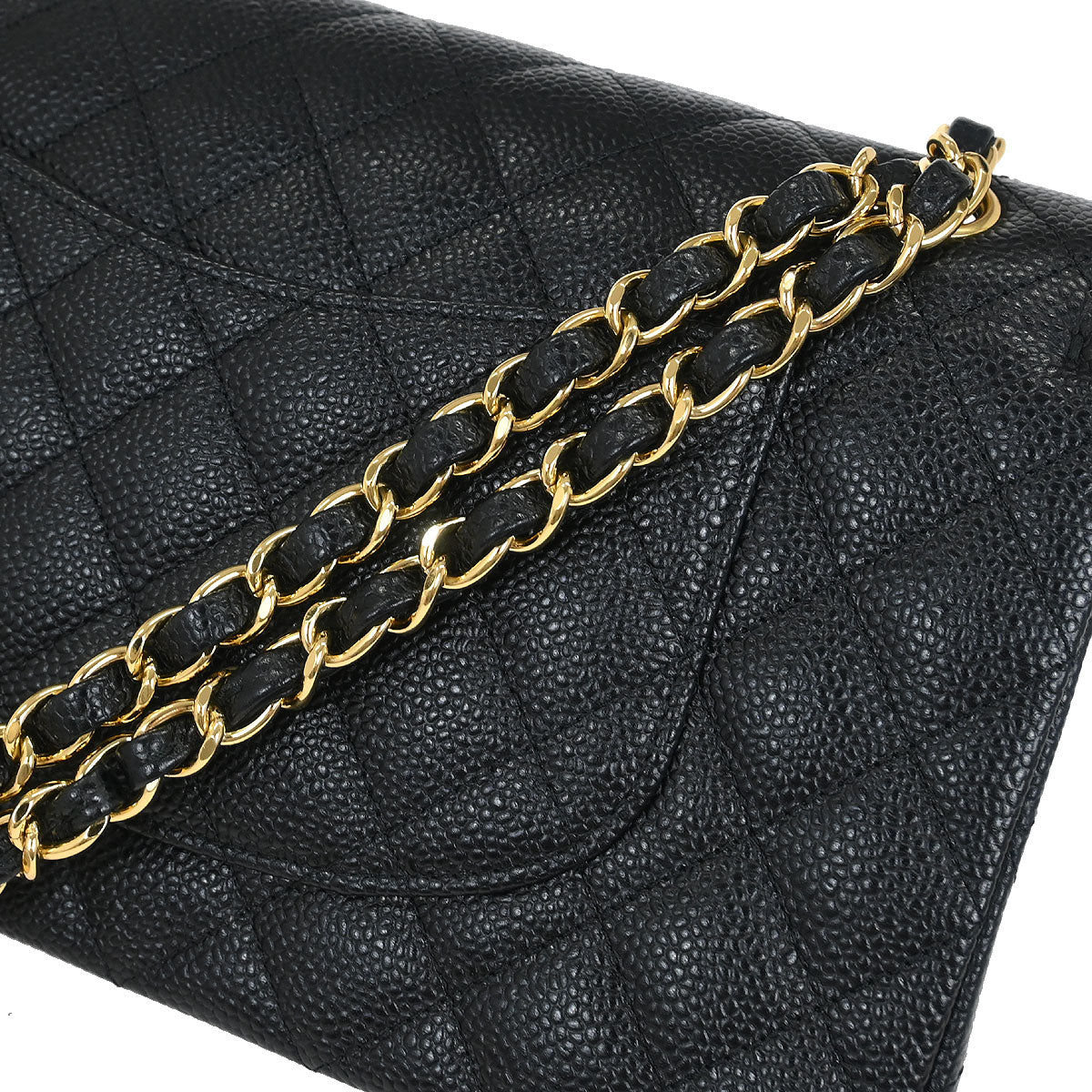 Chanel 2013-2014 Black Caviar Medium Classic Double Flap Shoulder Bag