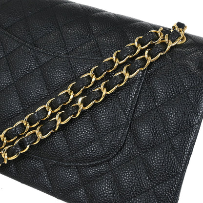 Chanel 2013-2014 Black Caviar Medium Classic Double Flap Shoulder Bag