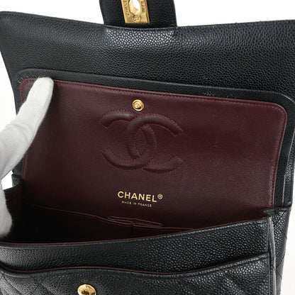 Chanel 2013-2014 Black Caviar Medium Classic Double Flap Shoulder Bag