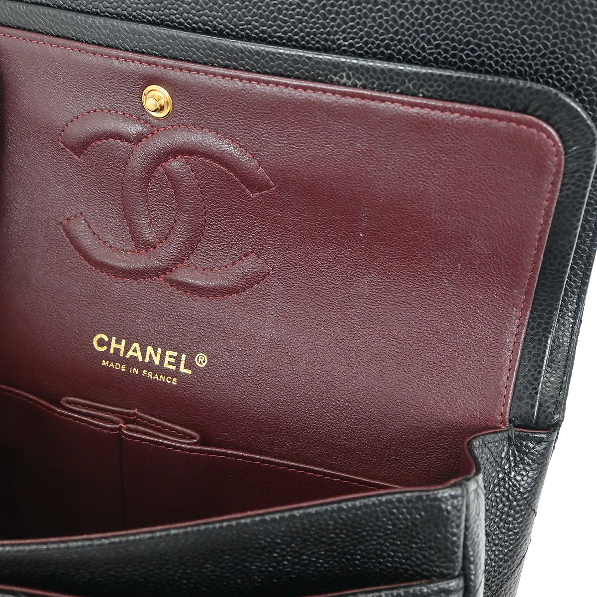 Chanel 2013-2014 Black Caviar Medium Classic Double Flap Shoulder Bag