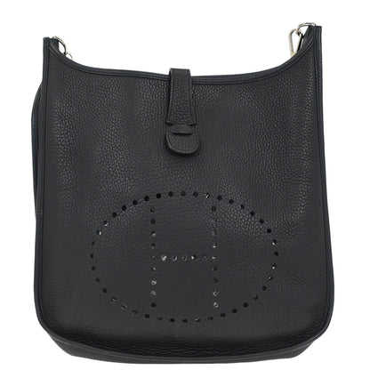 Hermes Black Taurillon Clemence Evelyne 3 GM Shoulder Bag