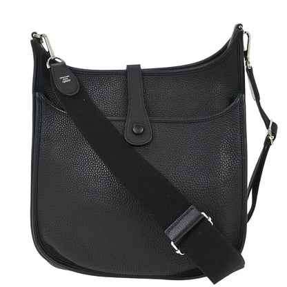 Hermes Black Taurillon Clemence Evelyne 3 GM Shoulder Bag