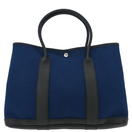 Hermes Navy Toile Officier Negonda Garden Party 36 PM Tote Bag
