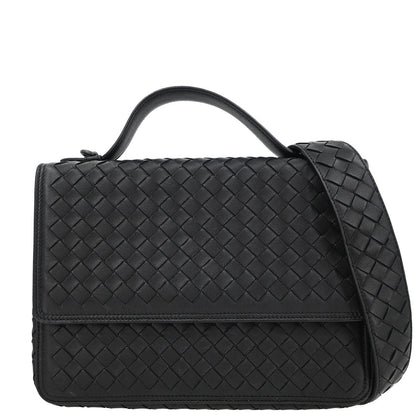 Bottega Veneta Black Lambskin Intrecciato 2way Shoulder Handbag