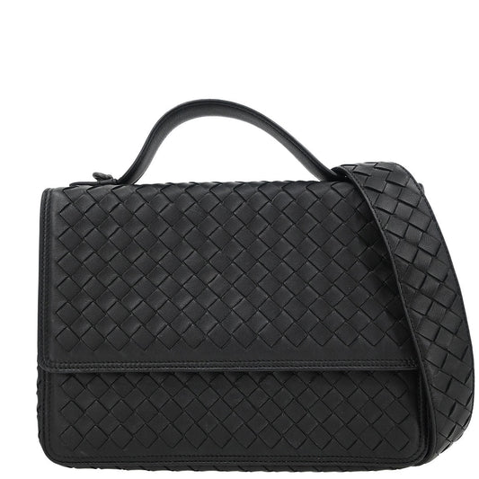 Bottega Veneta Black Lambskin Intrecciato 2way Shoulder Handbag