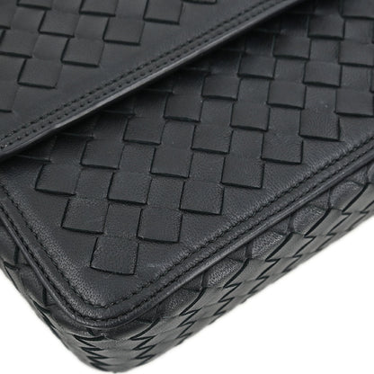 Bottega Veneta Black Lambskin Intrecciato 2way Shoulder Handbag