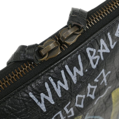 Balenciaga Black Lambskin Graffiti Print Clutch Bag