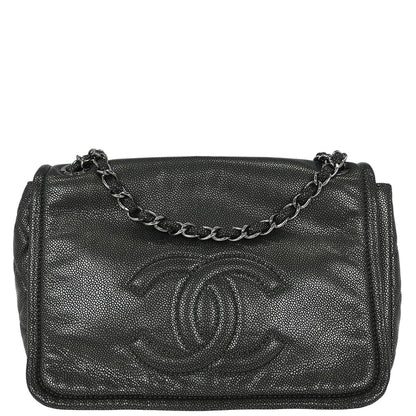 Chanel 2010-2011 Gray Caviar Full Flap Chain Shoulder Bag