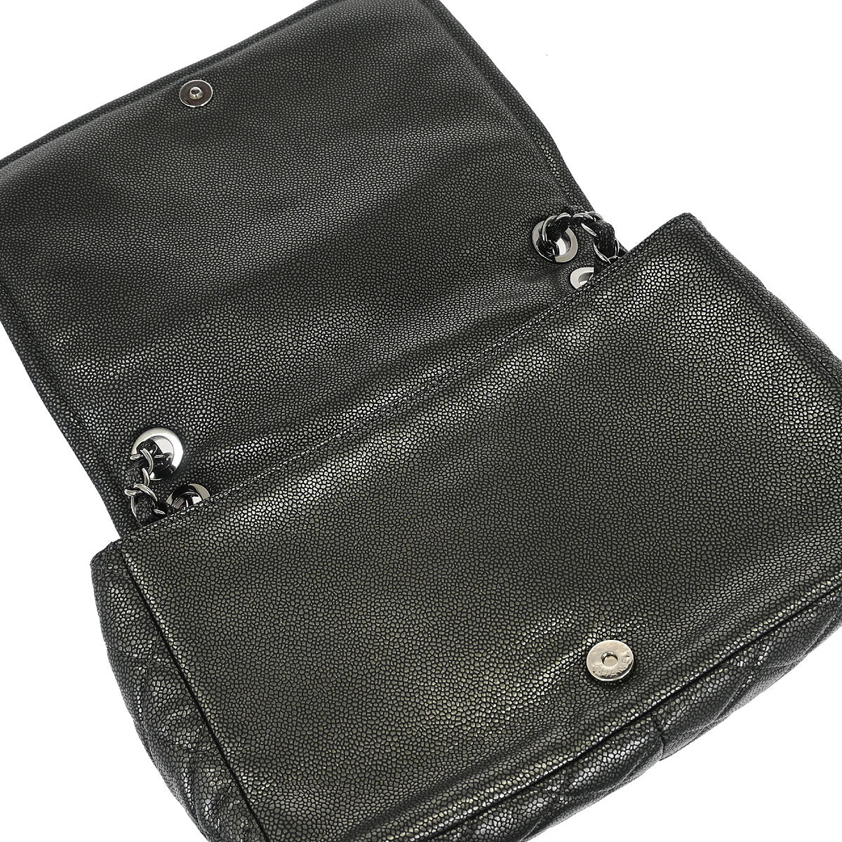 Chanel 2010-2011 Gray Caviar Full Flap Chain Shoulder Bag