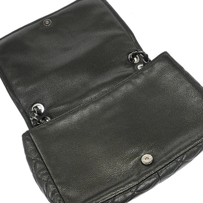 Chanel 2010-2011 Gray Caviar Full Flap Chain Shoulder Bag