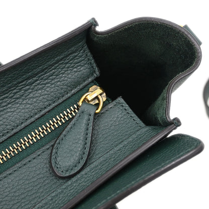 Celine Green Leather Nano Luggage 2way Shoulder Tote Bag