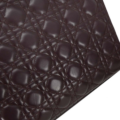 Christian Dior Bordeaux Lambskin Large Lady Dior 2way Shoulder Handbag