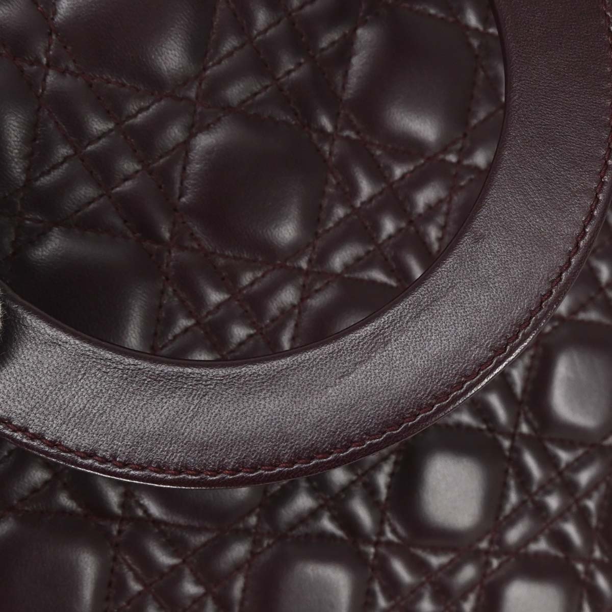 Christian Dior Bordeaux Lambskin Large Lady Dior 2way Shoulder Handbag