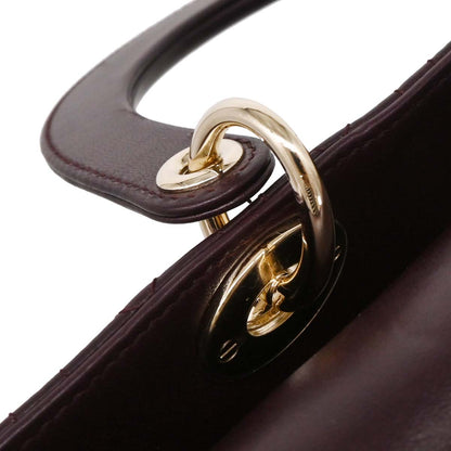 Christian Dior Bordeaux Lambskin Large Lady Dior 2way Shoulder Handbag