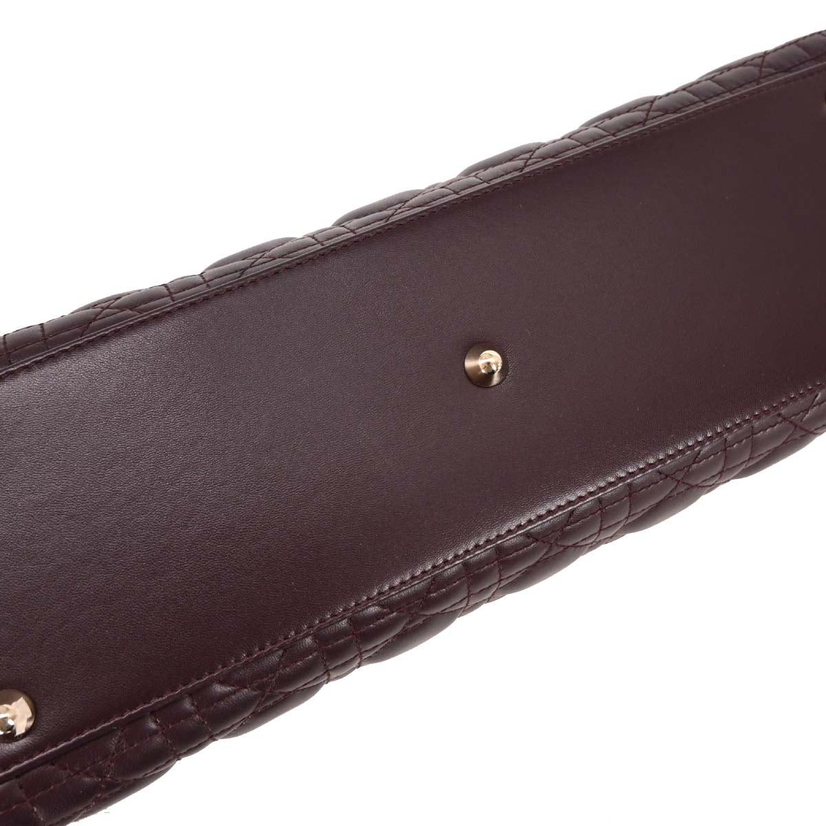 Christian Dior Bordeaux Lambskin Large Lady Dior 2way Shoulder Handbag