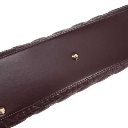 Christian Dior Bordeaux Lambskin Large Lady Dior 2way Shoulder Handbag