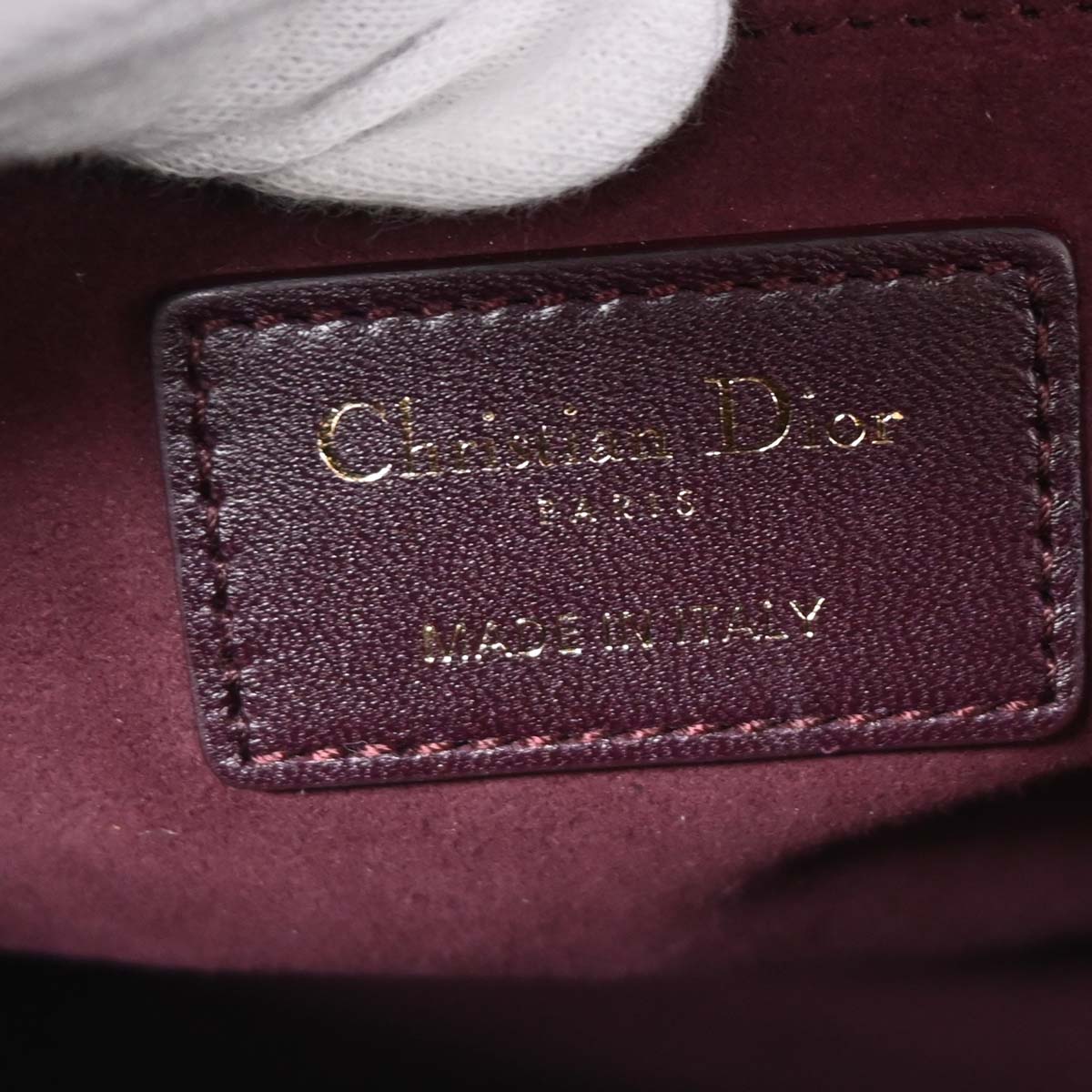 Christian Dior Bordeaux Lambskin Large Lady Dior 2way Shoulder Handbag