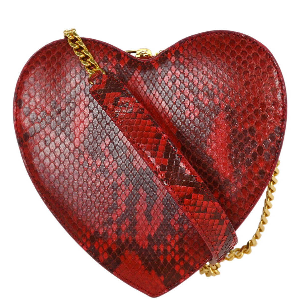 Saint Laurent * Red Python Love Heart Shoulder Bag