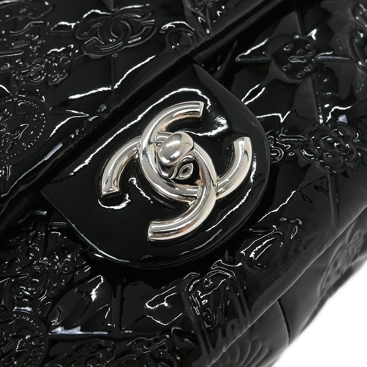 Chanel 2010-2011 Black Patent leather Lucky Symbols Flap Bag