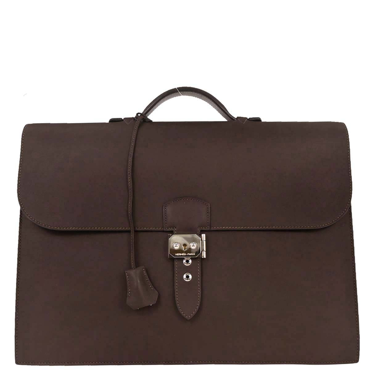 Hermes Chocolat Chamonix Sac a Depeches 38 Handbag