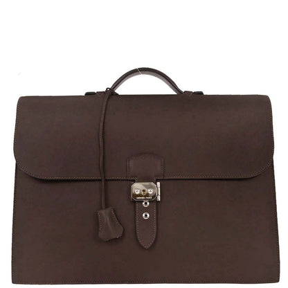 Hermes Chocolat Chamonix Sac a Depeches 38 Handbag