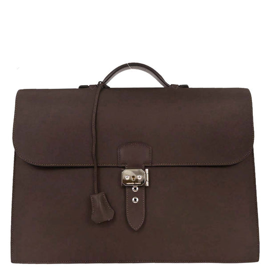 Hermes Chocolat Chamonix Sac a Depeches 38 Handbag