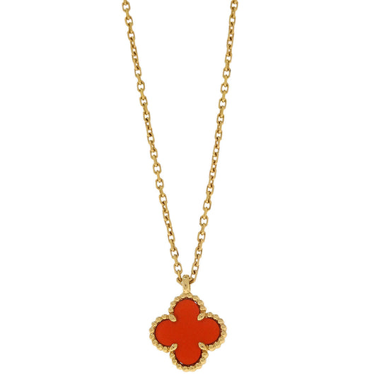 Van Cleef & Arpels Sweet Alhambra Pendant Necklace Carnelian Au750