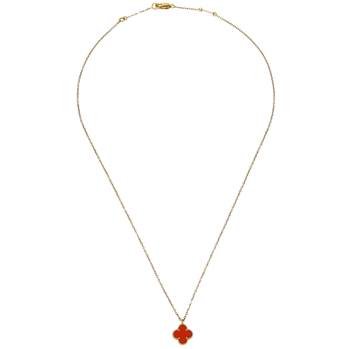 Van Cleef & Arpels Sweet Alhambra Pendant Necklace Carnelian Au750