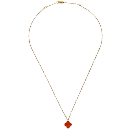 Van Cleef & Arpels Sweet Alhambra Pendant Necklace Carnelian Au750