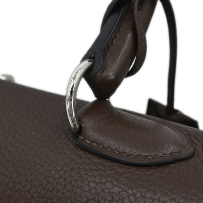 Hermes Ebene Taurillon Clemence Shoulder Kelly Handbag