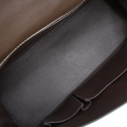 Hermes Ebene Taurillon Clemence Shoulder Kelly Handbag