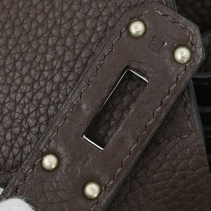 Hermes Ebene Taurillon Clemence Shoulder Kelly Handbag