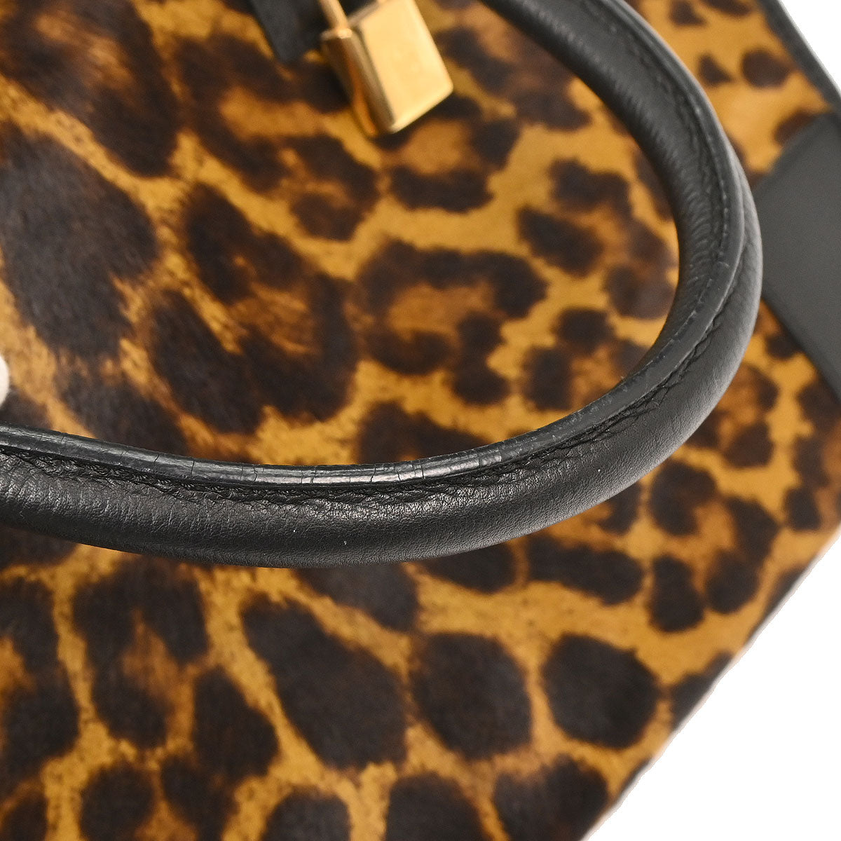 Loewe * Black Brown Pony Hair Leopard Amazona 36 Handbag