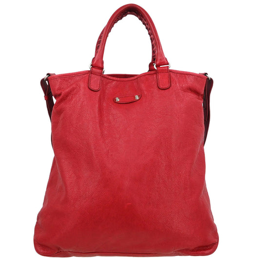 Balenciaga Red Lambskin Tote Bag