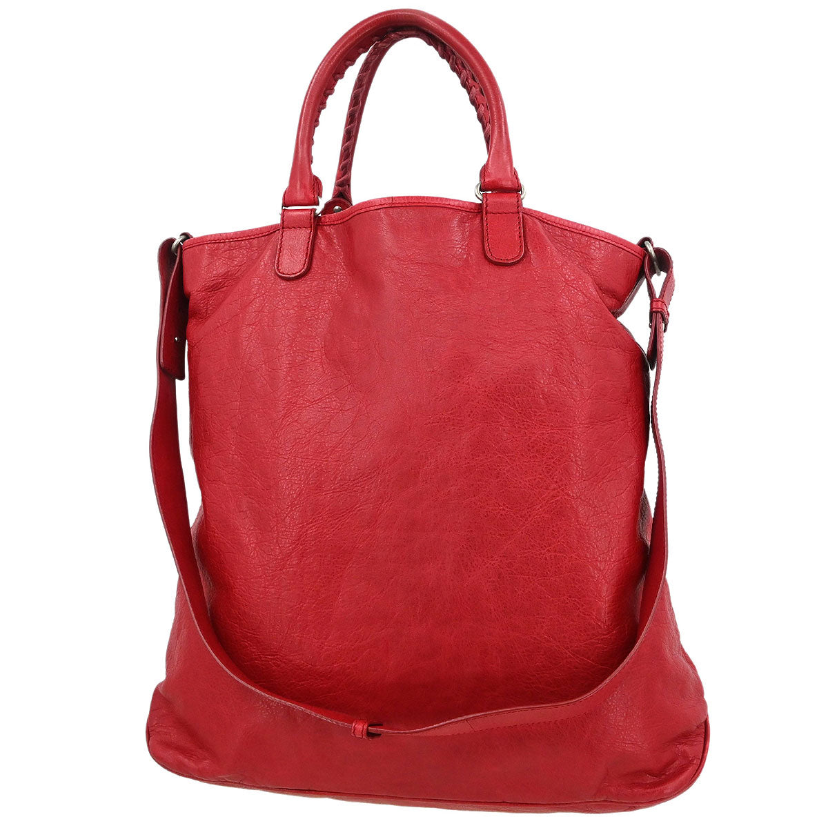 Balenciaga Red Lambskin Tote Bag