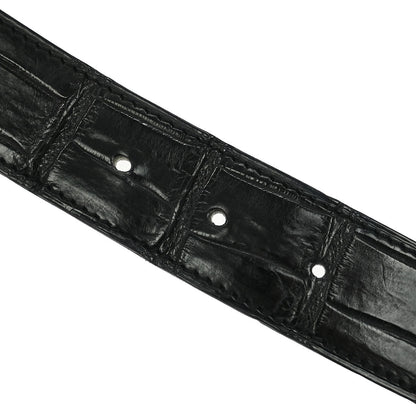 Hermes * Black Porosus Crocodile Guilloche Constance Belt #100 Small Good